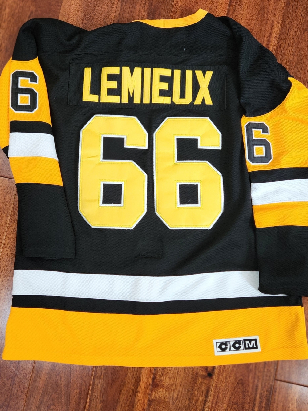 CCM Black and Yellow Vintage Hockey Jersey Collar Patch
